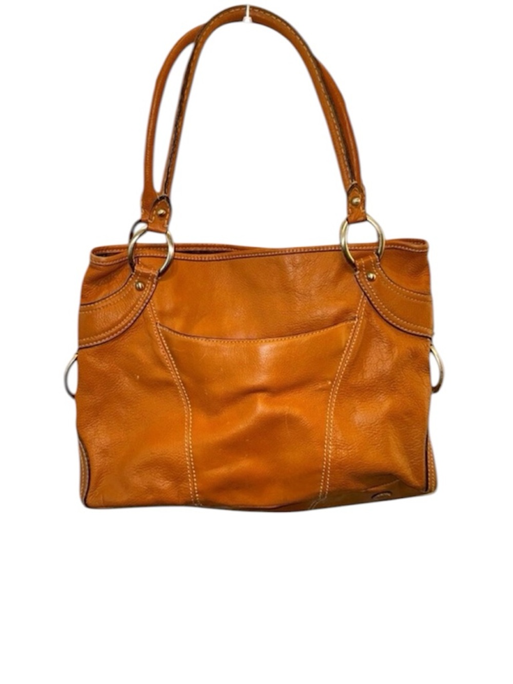 Etienne Aigner Genuine Leather Satchel in Caramel